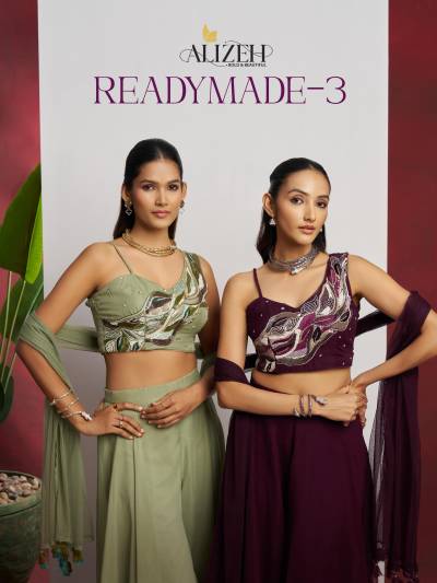 READYMADE VOL-03 BY ALIZEH DESIGNER GEORGETTE SHARARAS WHOLESALER IN INDIA